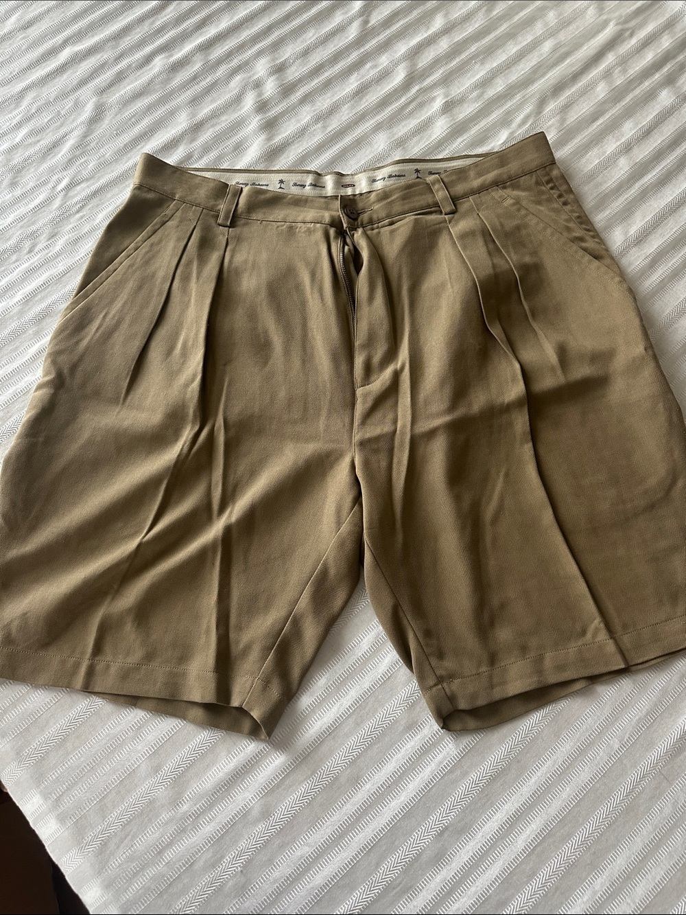 Tommy Bahama Men's Flat Front Khaki Shorts — Olive Tan